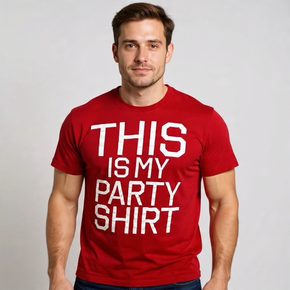 Yazbek “This is My Party Shirt” Funny Christmas Graphic Tee Sz XL Red